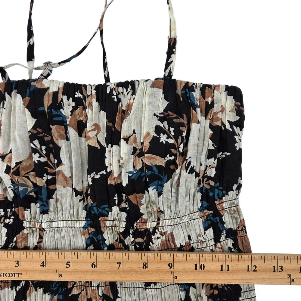 Abercrombie & Fitch Maxi Dress XS Black White Floral Smocked Boho Cottagecore